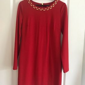 Micheal Kors Red Shift Dress w/ Gold embellishes